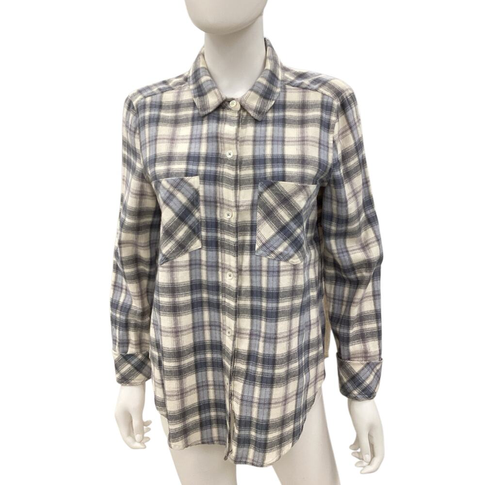 Holding Horses By Anthropologie Flannel Women’s Size M Button Down Sheer Peplum